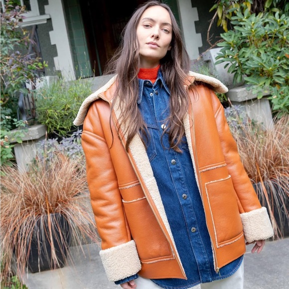 Nanushka Beryl Paneled Faux Shearling Jacket Size Small - Picture 5 of 16